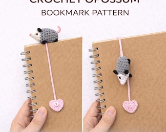Opossum Bookmark Crochet Pattern - Easy Amigurumi PDF Tutorial - DIY Book Lover Gift