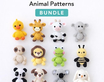 12 Mini Animal Amigurumi Crochet Patterns - DIY Soft Toys (PDF Pattern)