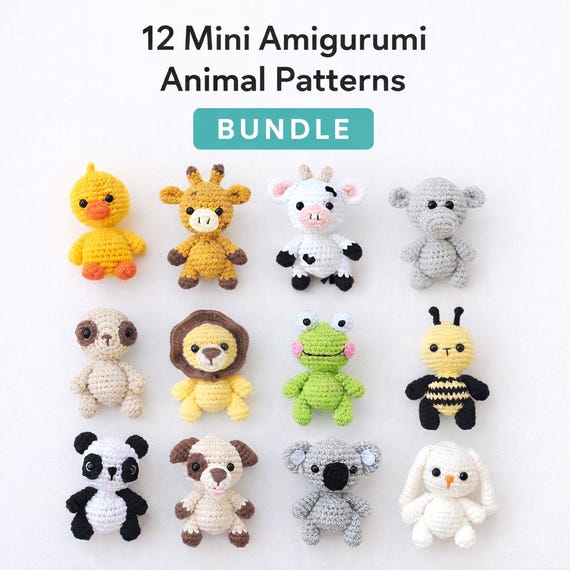 ミニ動物の編みぐるみ編み図12選 - DIYソフトトイ（PDFパターン
