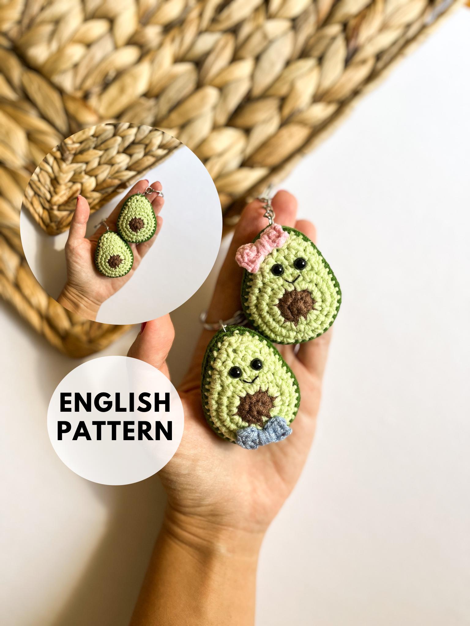 Mini Avocado Crochet Pattern, Amigurumi Avocado Keychain Charm, Tiny Crochet Fruit, Do It Yourself Easy Pattern