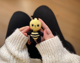 Motif abeille au crochet, porte-clés Amigurumi, animaux au crochet, breloque porte-clé, animal miniature au crochet