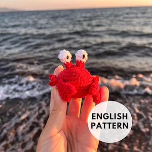 Crochet Crab Keychain Pattern, Amigurumi Sea Creatures, Keychain Charm, Amigurumi Crab Pattern, Miniature Animals
