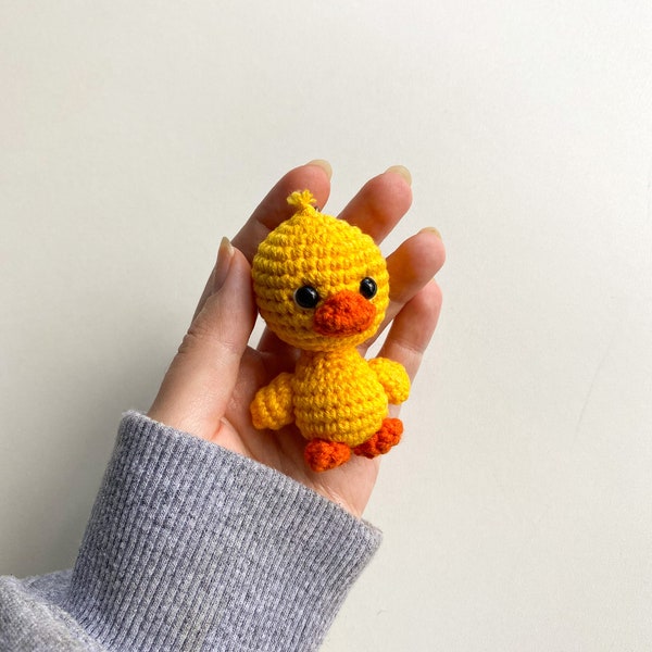 Crochet Duck Pattern, Amigurumi Keychain, Crochet Animals, Keychain Charm, Miniature Crochet Animal, Tiny Amigurumi Duck