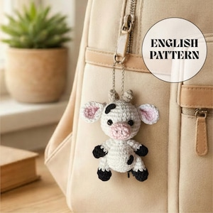 Mönster för virkad ko - Amigurumi minidjur nyckelringshandledning