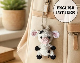 Cow Crochet Pattern - Amigurumi Mini Animal Keychain Tutorial