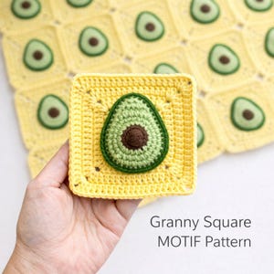 Patrón de crochet cuadrado de la abuela de aguacate: Tutorial con motivo de fruta (PDF)