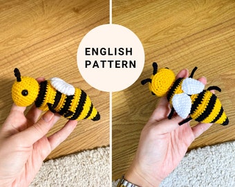 Modèle d'abeille au crochet, animaux Amigurumi, porte-clés abeille au crochet, Pdf en anglais