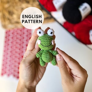 Frog Crochet Pattern, Amigurumi Keychain Charm, Mini Crochet Animal Pattern