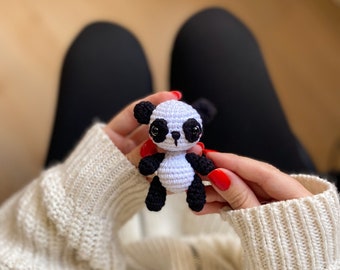 Crochet Panda Pattern, Amigurumi Keychain, Crochet Animals, Keychain Charm, Miniature Crochet, Tiny Aigurumi Toys