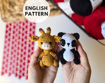Crochet Giraffe and Panda Pattern • Amigurumi Keychain Tutorial (PDF)