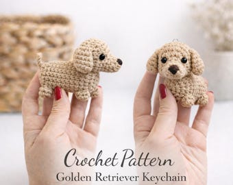 Golden Retriever Crochet Pattern - Amigurumi Dog Keychain (PDF Pattern)