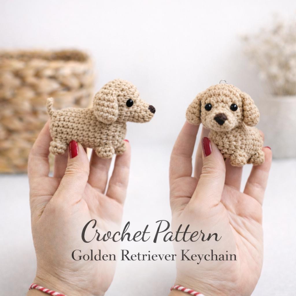 30 Golden Retriever Crochet Patterns to Make a Loyal Handmade Pup 13 Golden Retriever Dog Keychain Pattern