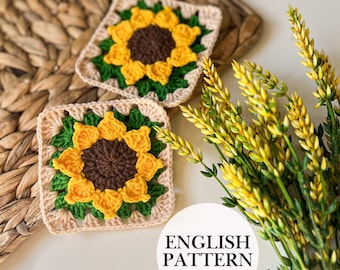 3D Sunflower Granny Square Crochet Pattern - PDF & Video Tutorial