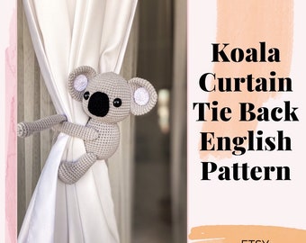 Koala Curtain Tie Back Crochet Pattern - 2 in 1 Amigurumi Animal PDF Tutorial