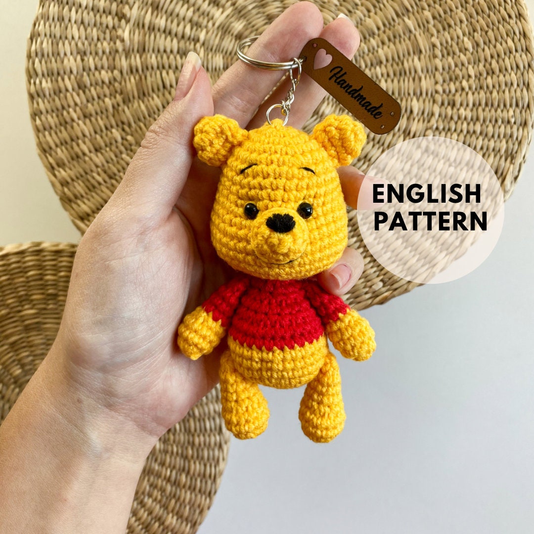 Winnie the Pooh Crochet Pattern: Amigurumi Bear Keychain (PDF Tutorial)