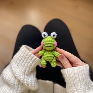 Crochet Frog Pattern, Amigurumi Keychain Charm, Miniature Crochet Animals, Amigurumi Frog Pattern