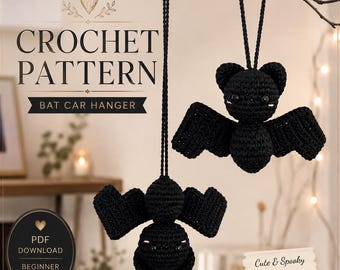 Bat Crochet Pattern PDF - Halloween Amigurumi Keychain Tutorial