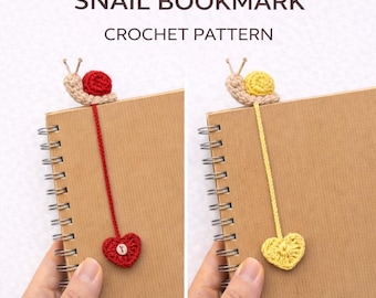 Snail Bookmark Crochet Pattern - Amigurumi Snail & Heart PDF Tutorial - Beginner Friendly