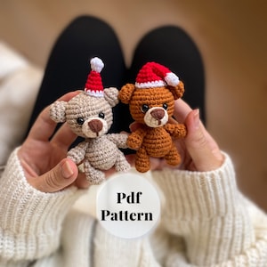 Teddy Bear Crochet Pattern, Amigurumi Bear Pattern, Christmas Bear Gift, Crochet Mini Animal Bear, Do It Yourself Amigurumi Tutorial