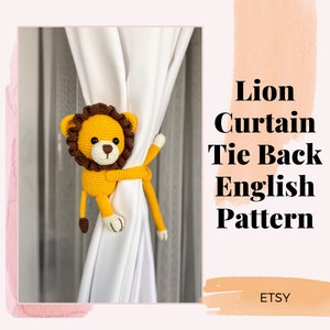 2IN1 Crochet Lion Curtain Tie Back Pattern, Amigurumi Lion Curtain Holder for Baby Room Decor, Pdf in English