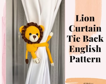 Crochet Lion Curtain Tie Back Pattern – Amigurumi Safari Decor (PDF Tutorial)