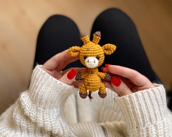 Crochet Giraffe Pattern, Amigurumi Keychain, Crochet Animals, Keychain Charm, Miniature Crochet Animal