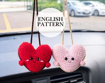 Amigurumi Heart Crochet Pattern – Valentine Car/Bag Charm (PDF Pattern)