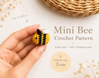 Patrón de abeja a crochet - Pequeño animal amigurumi (Tutorial en PDF) - Proyecto de crochet fácil
