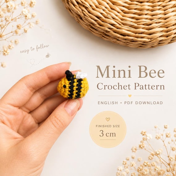 Bee Crochet Pattern - Tiny Amigurumi Animal (PDF Tutorial) - Easy Crochet Project