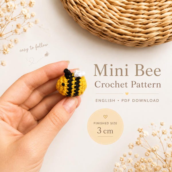 Patrón de abeja a crochet - Pequeño animal amigurumi (Tutorial en PDF) - Proyecto de crochet fácil
