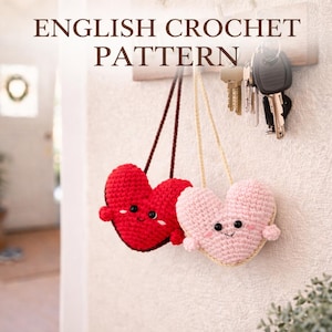 Amigurumi Heart Crochet Pattern – Valentine Car/Bag Charm (PDF Pattern)