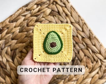 Granny Square Avocado Pattern, Crochet Afghan Motif, Crochet Avocado  Pattern, English Pattern