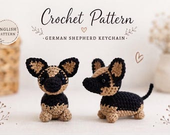 German Shepherd Keychain Crochet Pattern PDF - Amigurumi Dog Tutorial