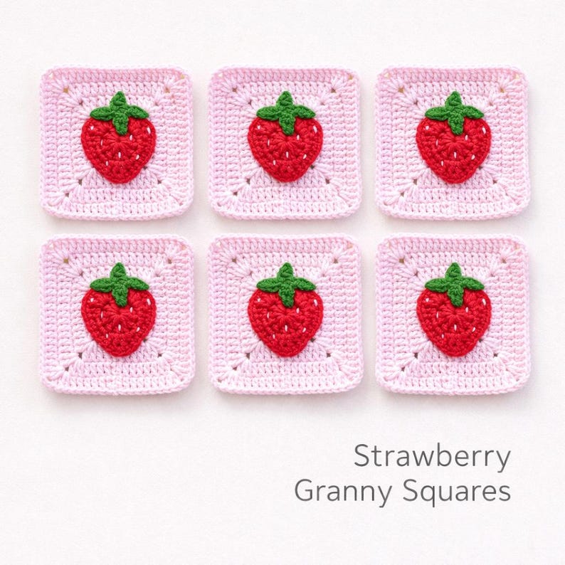 Strawberry Granny Square Motif Pattern | Crochet Square for Blankets, Bags & Home Decor (PDF) image 4