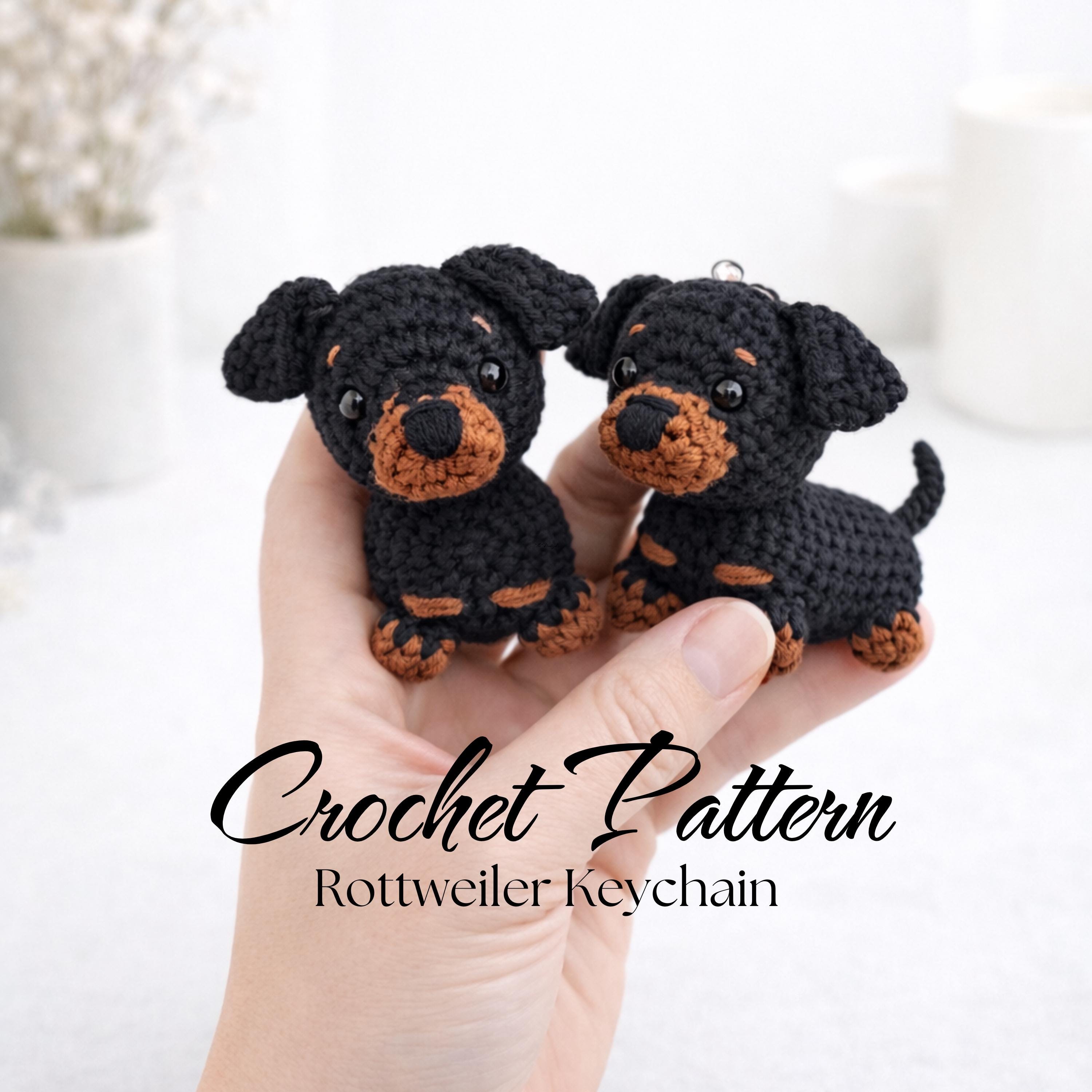Rottweiler Crochet Pattern - Amigurumi Dog Keychain PDF Tutorial