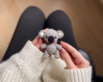 Crochet Koala Pattern, Amigurumi Keychain Charm, Miniature Crochet Animals, Tiny Amigurumi Toys