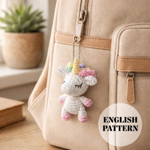 Einhorn Schlüsselanhänger Häkelanleitung Pdf - Amigurumi Bag Charm Tutorial