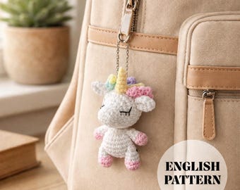 Unicorn Keychain Crochet Pattern Pdf - Amigurumi Bag Charm Tutorial