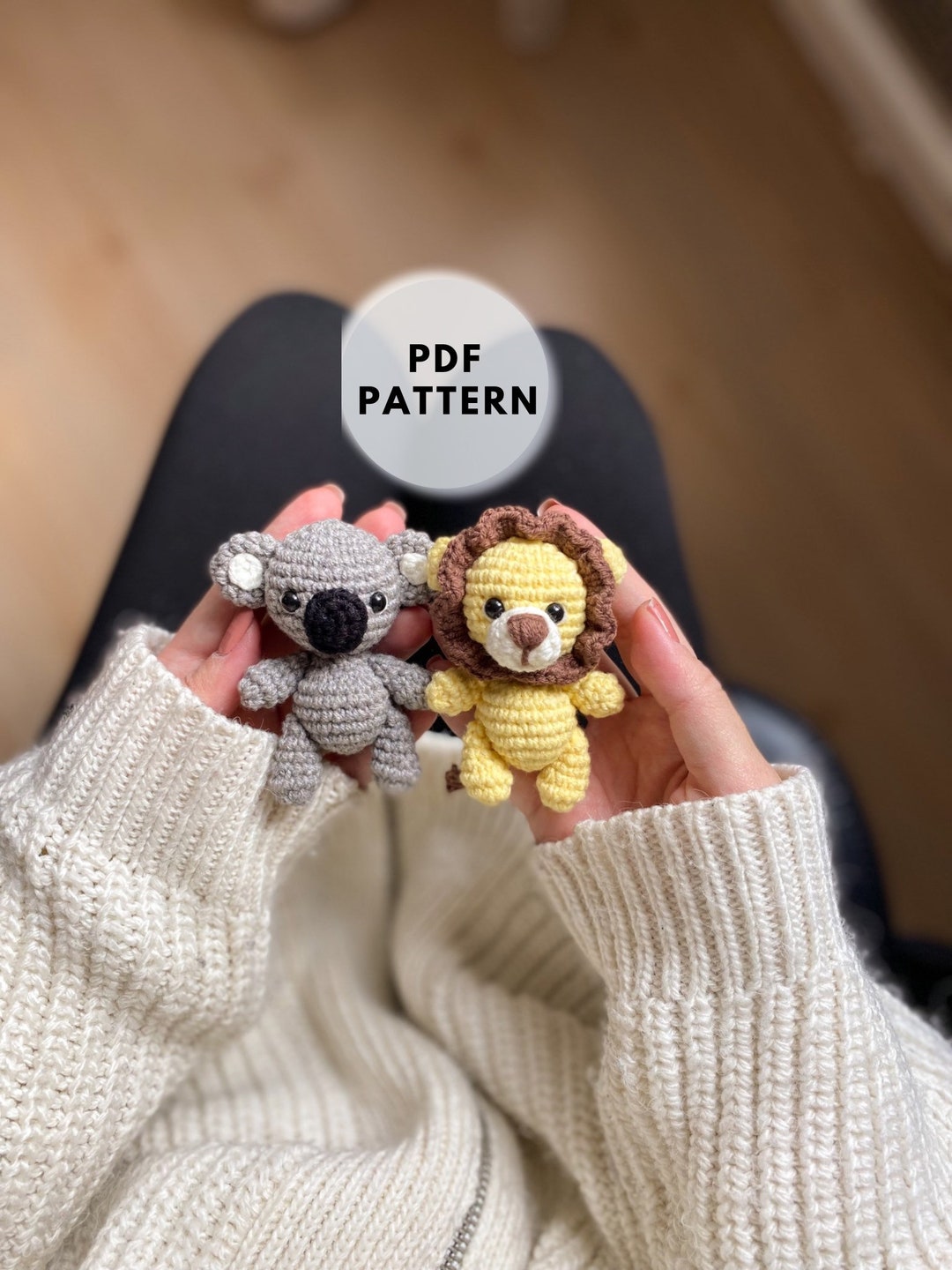 Crochet Koala Keychain Pattern, Amigurumi Lion, Crochet Lion Keychain