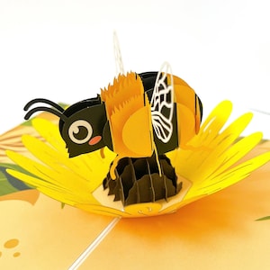 Biene und Sonnenblume, Pop in Karte, 3D Karte mit Biene, 3D Geburtstagskarte, Einladung