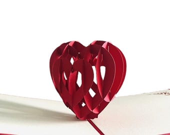 Pop up Karte mit 3D Herz, Valentinstag, Geschenk Jahrestag, Hochzeit
