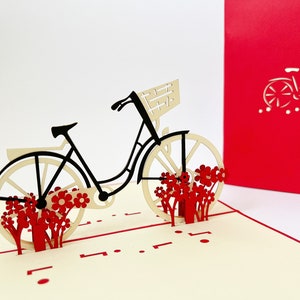 Cartão pop-up, presente de bicicleta para mulheres, bicicleta, cartão de aniversário 3D, cartão de felicitações, cartão 3D