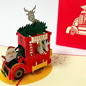 Pop up Karte, Weihnachtskarte mit Weihnachtsmann,  3D Klappkarte