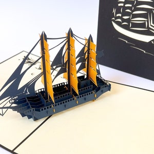 Pop up Karte, Schiff, Boot,  3D Karte, Marine, Geburtstagskarte für Männer