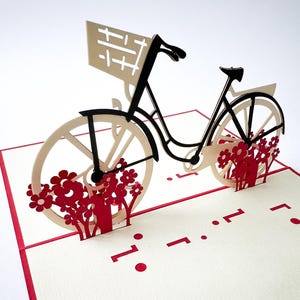Pop up Karte, Damenrad Geschenk, Fahrrad, 3D Geburtstagskarte, Glückwunschkarte, 3D Karte