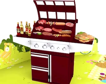Personalisierte Pop up Karte Grill, Geldgeschenk Grill, Gutschein zum Grillen