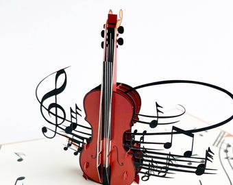 Pop up Karte Cello, Streichinstrument, Geburtstagsgeschenk Musiker, Gutschein Unterricht, Konzert