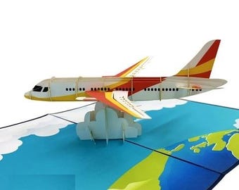Pop Up Karte Flugzeug, Geldgeschenk für Urlaub, Verpackung Gutschein