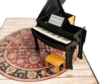 Pop up Karte Klavier, Geburtstagsgeschenk Musiker, Gutschein Unterricht, Konzert