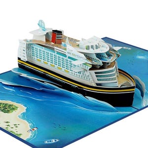Elegante Pop up Karte Kreuzfahrtschiff, Geschenk Reise, Gutschein, Geldgeschenk Idee für Mann, Frau